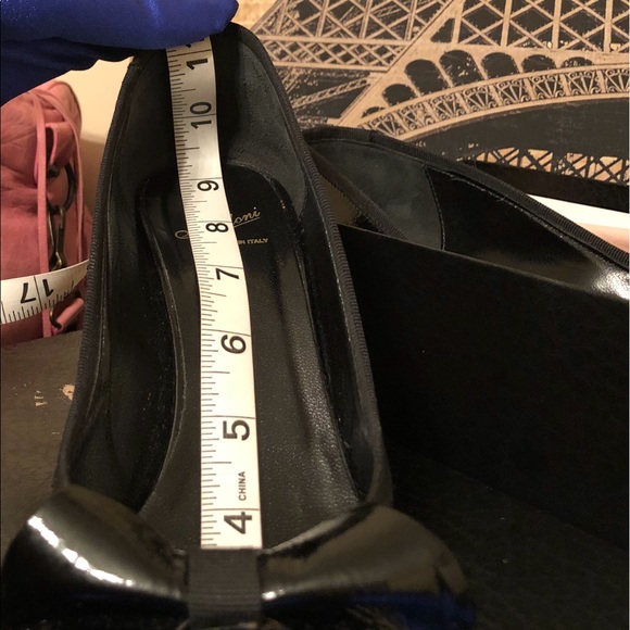 Nebuloni Wedge Patent Leather Peep Toe Heels Bow